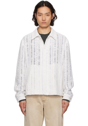 Solid Homme White Crochet Button Jacket