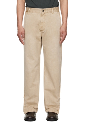 Solid Homme Beige Side Zipper Wide Trousers