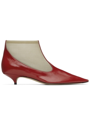 The Row Beige & Red Mesh Boots