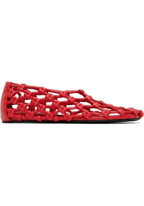 Jil Sander Red Hand-Knotted Ballerina Flats