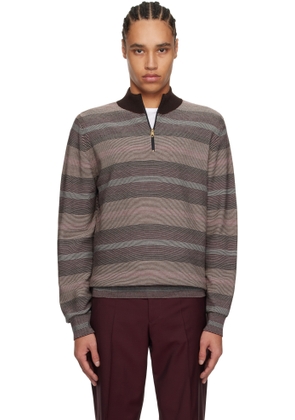 Paul Smith Brown Hazy Stripe Zip Sweater