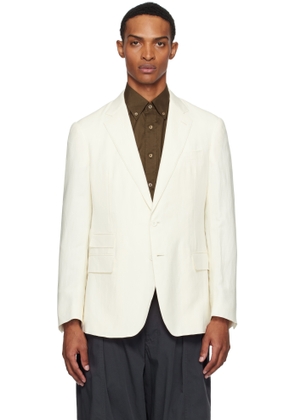 Ralph Lauren Purple Label Off-White Silk Linen Single-Breasted Blazer