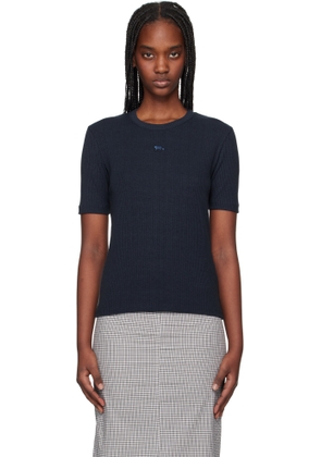 Maison Kitsuné Blue Baby Fox Ribbed Fitted T-shirt