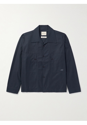 NICHOLAS DALEY - Logo-Embroidered Cotton-Blend Twill Overshirt - Men - Blue - S