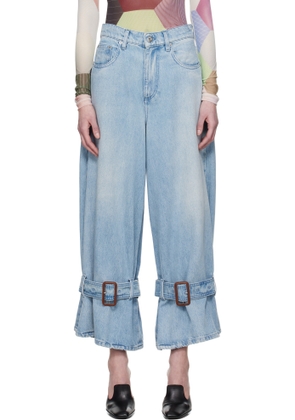 JW Anderson Blue Buckled Cuff Jeans