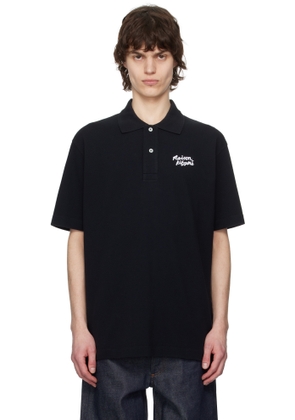 Maison Kitsuné Black 'Maison Kitsuné' Handwriting Comfort Polo