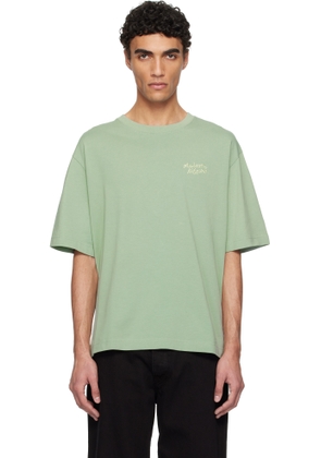 Maison Kitsuné Green 'Maison Kitsuné' Handwriting Embroidery Oversize T-shirt