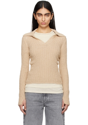 mfpen Beige Open Placket Polo