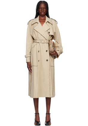Dries Van Noten Beige Piping Trench Coat