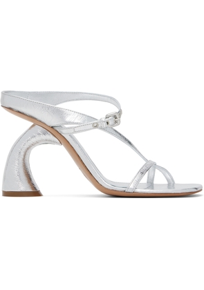 Dries Van Noten Silver Strappy Sculptural Heeled Sandals