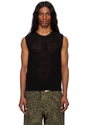 Andersson Bell Black Net Damaged Sleeveless Tank Top