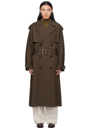 AMI Paris Khaki Wool Trench Coat