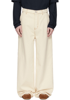 AMI Paris Beige Cotton Wide Fit Jeans