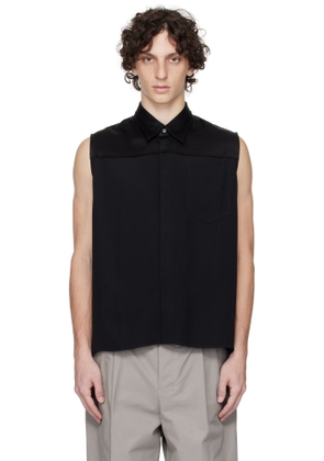 AMI Paris Black Contrasted Sleeveless Shirt