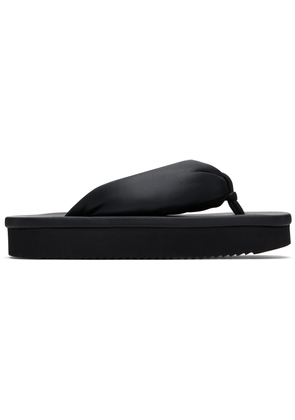 Rick Owens Black Hollywood Peached Lambskin Flip-Flops