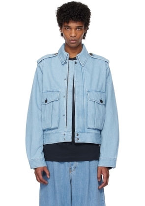 Dries Van Noten Blue Epaulets Denim Jacket