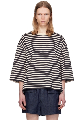 AMI Paris Navy & Off-White Loose Striped T-shirt