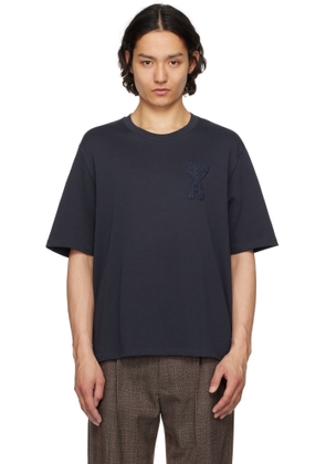AMI Paris Navy Cotton Ami de Coeur Patch T-Shirt
