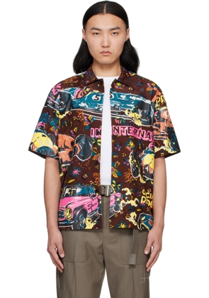 sacai Burgundy Car Race Tropical Print Shirt