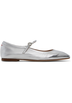 Aeyde Silver Uma Leather Mary-Jane Ballerina Flats