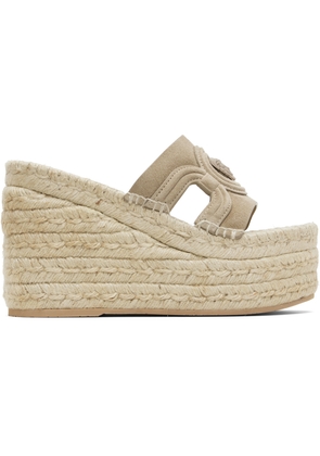 Versace Beige Medusa '95 Platform Espadrille Heeled Sandals