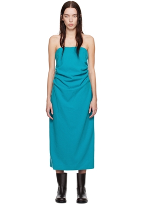 AURALEE Blue Brushed Super Fine Wool Flannel Midi Dress