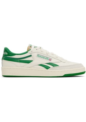 Reebok Classics Off-White & Green Club C Revenge Vintage Sneakers