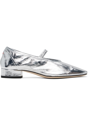 Aeyde Silver Pippa Leather Ballerina Flats