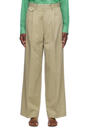 AURALEE Khaki Washed Finx Chino One-Tuck Trousers