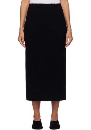 AURALEE Black Heavy Milano Rib Knit Midi Skirt