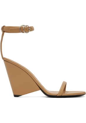 Courrèges Beige Oblique Leather Heeled Sandals