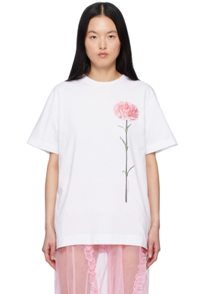 Simone Rocha White Carnation Print Short Sleeve T-shirt