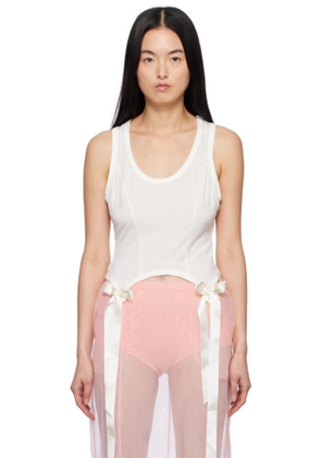 Simone Rocha Off-White Bow Tail Easy Tank Top