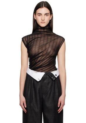 Victoria Beckham Black Draped Sleeveless High Neck Tank Top