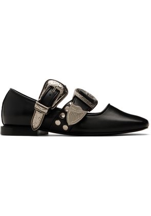 Toga Pulla SSENSE Exclusive Black Metal Leather Ballerina Flats