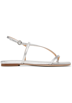 Aeyde Silver Ella Leather Toe-Post Sandals