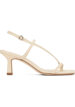 Aeyde Off-White Elise Leather Toe-Post Heeled Sandals