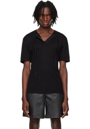 System Black Satin Strap T-shirt