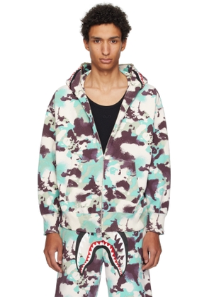 BAPE Blue & Purple Map Camo Shark Full Zip Hoodie