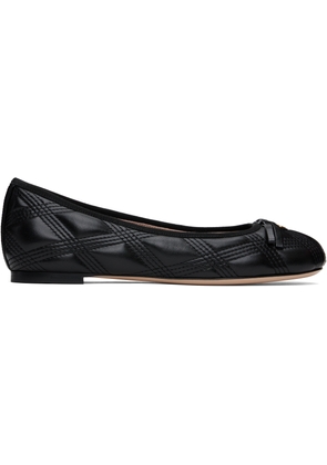 Valentino Garavani Black Quiltie 67 Ballerina Flats