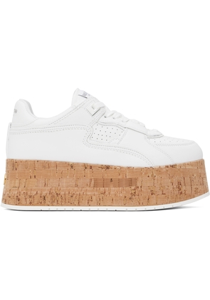 Valentino Garavani White Freedots XL Calfskin & Cork Sneakers