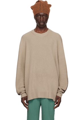 HOMME PLISSÉ ISSEY MIYAKE Taupe Drawing Knit Sweater