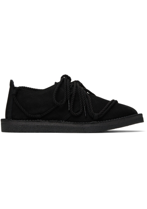 Y's Black Nubuck Leather Random Rope Loafers
