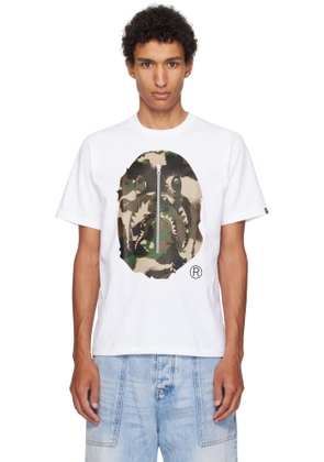 BAPE White Map Camo Ape Head Shark T-shirt