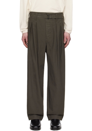 LEMAIRE Brown Belted Pleated Trousers