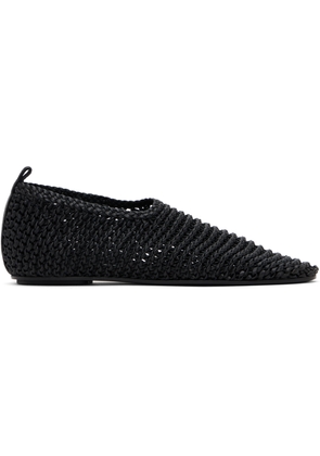 TOTEME Black Woven Leather Ballerina Flats