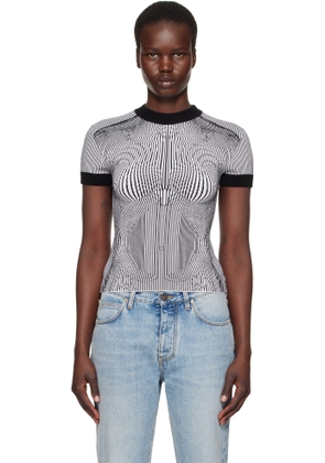 Jean Paul Gaultier Black & White 'The Morphing Pinstripes Jacquard' T-Shirt