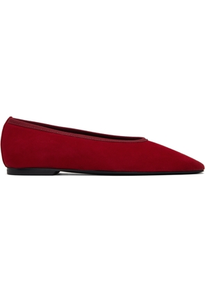 TOTEME Red Minimalist Suede Ballerina Flats