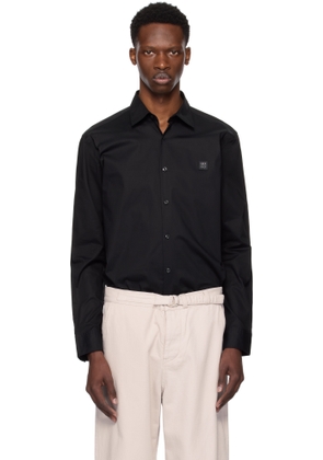 Hugo Black Slim-Fit Stretch Stacked Logo Shirt
