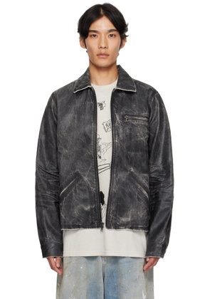 COÛT DE LA LIBERTÉ Black Luke Coated Ecru Rigid Twill Denim Jacket